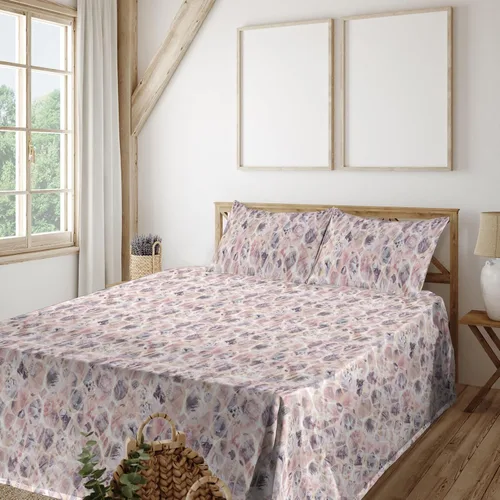 Vista 26 de Ambesonne Forest Sheet Set, Fantasy Jungle Floral Ornaments and Leaves Exotic Print Artwork, Fitted and Flat Sheet with Pillowcases Bedding Accent 4