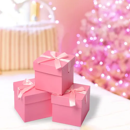 Vista 2 de Cajas de regalo rosas de 6 x 6 x 6 pulgadas con tapas, 12 hermosas cajas cuadradas con cinta, perfectas para bodas, Navidad, cumpleaños, día de San