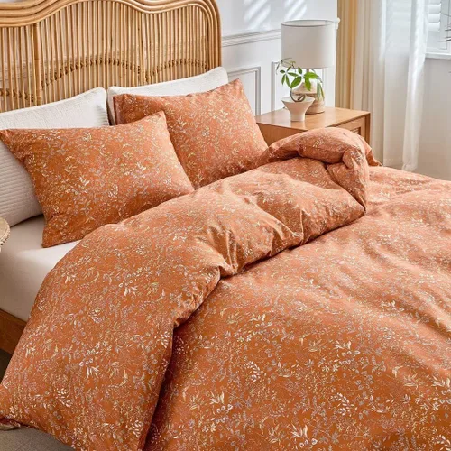 Vista 22 de MKXI Juego de ropa de cama con diseño de corbata de moño linda y rayas de flores rosas, tamaño individual, de algodón - Funda de edredón con 000