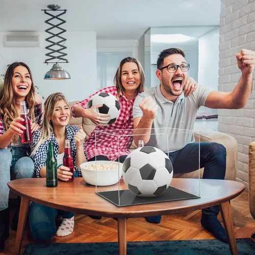 Vista 4 de Vitrina de casco de fútbol de tamaño completo, vitrina de acrílico de autoensamblaje con base de soporte de protección negra, protección UV