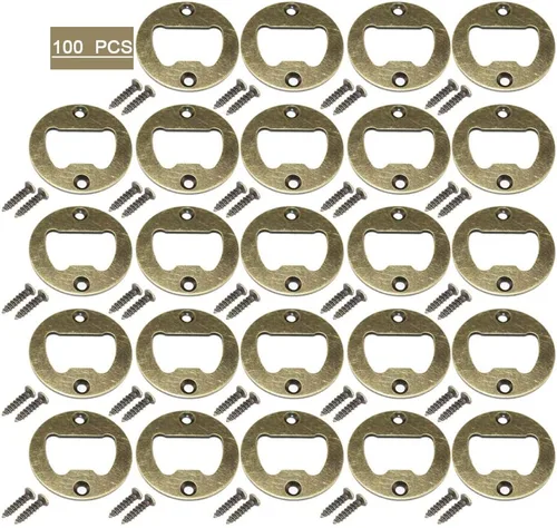 Vista 5 de Juego de 50 abridores de botellas de acero inoxidable redondo DIY abridor de botellas Kit de hardware suministro de piezas con tornillos