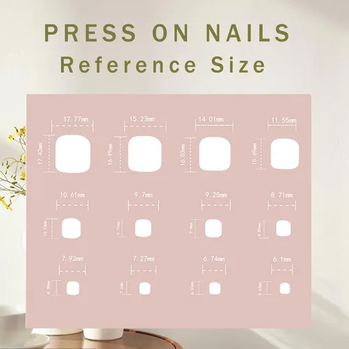 Vista 6 de Uñas postizas cuadradas cortas a presión con diseños de flores 3D, punta francesa blanca, uñas acrílicas nude, pegamento brillante en las uñas