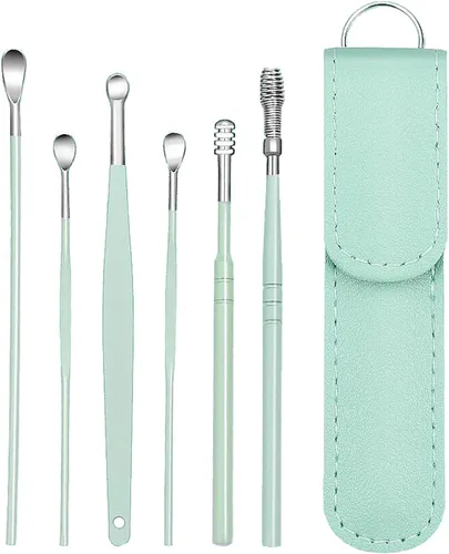 Vista 13 de Kit de eliminación de cera de oído de 6 piezas, herramientas limpiadoras de oídos: mini alcance portátil con acero inoxidable 360° herramienta