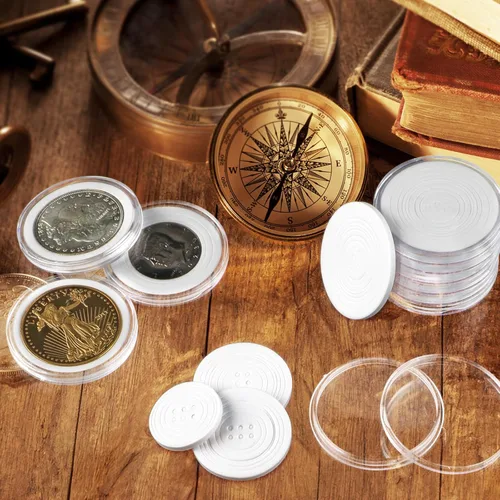 Vista 8 de 10 piezas de cápsulas transparentes para monedas, portamonedas de dólar de plata, portamonedas para coleccionistas, estuche de monedas de plástico