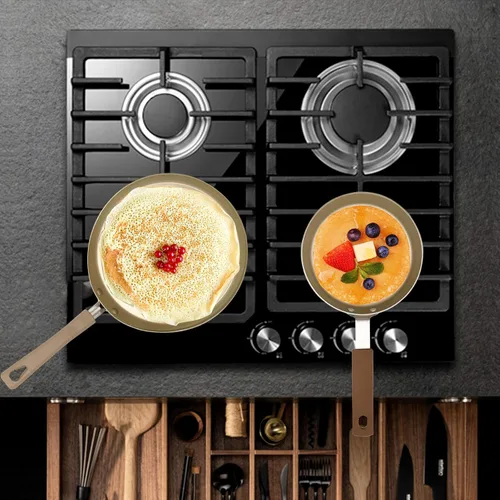 Vista 6 de Sartenes antiadherentes para crepes para panqueques, sartén de inducción para tortilla, sartén de acero al carbono, sartén plana con accesorios