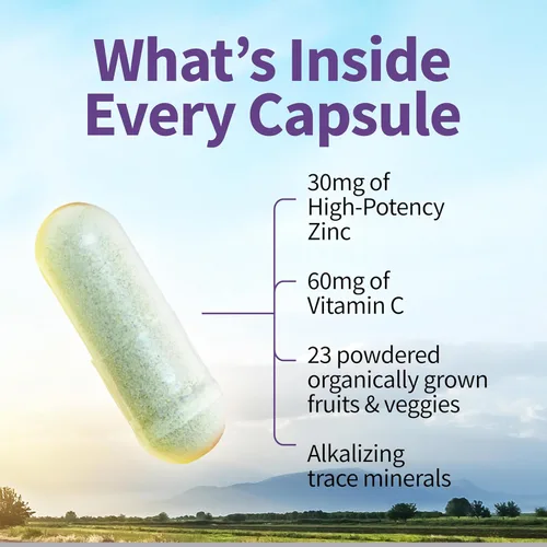 Vista 4 de Garden of Life Vitamina de zinc, suplemento alimenticio con vitamina C, vegano, 60 cápsulas