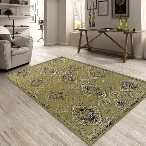 Vista 11 de Superior Indoor Area Rug, Jute Backed, Perfect for Entryway, Office, Living/Dining Room, Bedroom, Kitchen, Hardwood Floor, Distressed Damask Decor