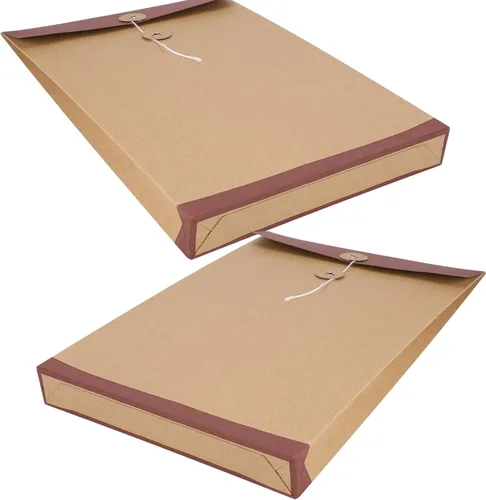 Vista 3 de 10 sobres de cuerda de papel kraft A4 con refuerzo, carpetas de archivos, facturas, bolsa organizadora de archivos con cierre de cuerda de botón