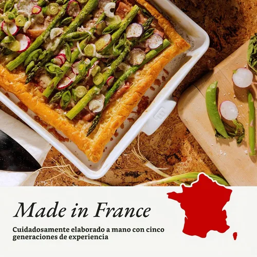 Vista 6 de Made In Utensilios de Cocina - Plato Rectangular para Hornear - Blanco - Porcelana Hecha a Mano - Utensilios de Horneo Profesionales - Fabricado