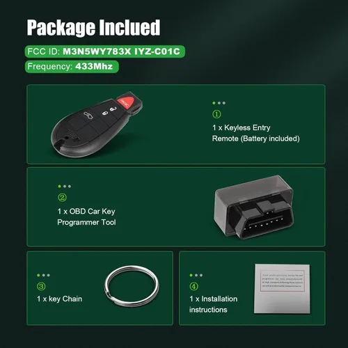 Vista 5 de SCITOO Llave remota con programador OBD herramienta de emparejamiento DIY para 2008-2012 para Chrysler 300 para Dodge Challenger para Dodge Charger