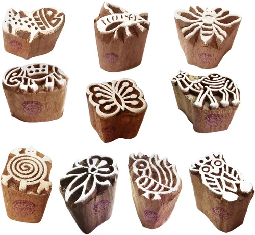 Vista 27 de Sellos de impresión de arcilla Arty Crafty pequeños bloques de madera con forma floral (juego de 10) Htag2101