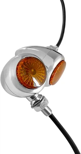 Vista 4 de FATECIM Indicador LED de señal de giro para motocicleta, luz ámbar, mini bala en forma de aluminio, luces intermitentes de 12 V universales (cromado)