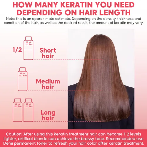 Vista 5 de Tratamiento de alisado de queratina brasileña, sistema de alisado para cabello seco y dañado, tratamiento capilar de proteína en un solo paso sin