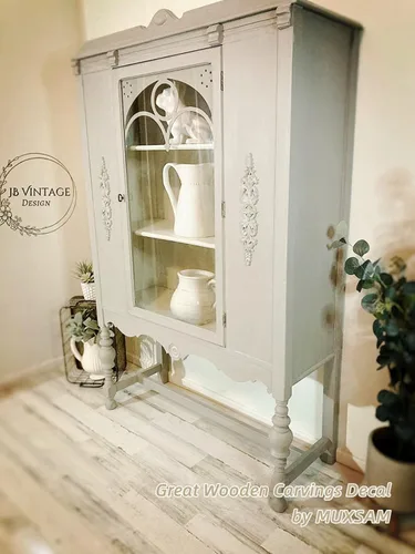 Vista 4 de MUXSAM Apliques de madera, calcomanías talladas para muebles, paquete de 4 unidades, decoración de tallado de madera sin pintar para puerta