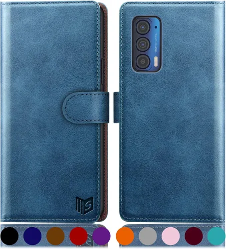 Vista 14 de SUANPOT Funda tipo cartera para Motorola Moto Edge 5G UW/Edge 2021 (bloqueo RFID). Soporte para tarjetas de crédito, funda de piel sintética
