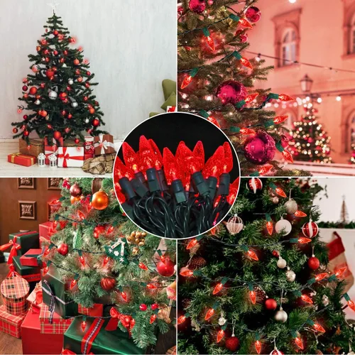 Vista 6 de 70 luces rojas de Navidad – 35.5 pies, luces LED rojas de Navidad para exteriores, grado comercial, impermeable, decoraciones del día de San