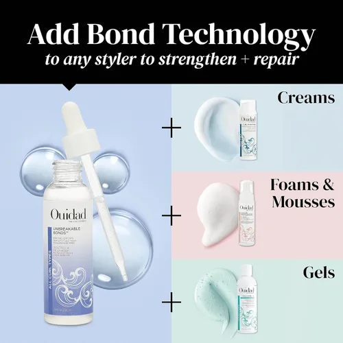 Vista 5 de Ouidad Unbreakable Bonds - Gotas de mezcla, fortalece y repara el cabello, sin fragancia, 2 onzas líquidas