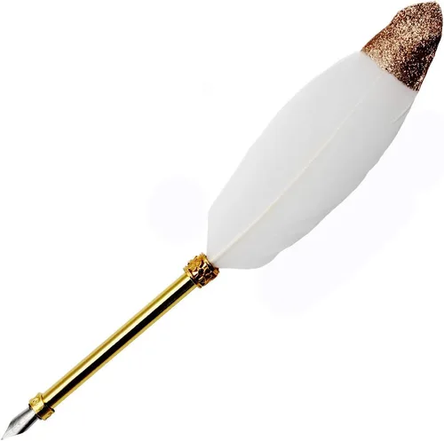 Vista 13 de Gullor Pluma de pluma vintage, pluma de inmersión de plumas naturales con caja de regalo, negro y marrón