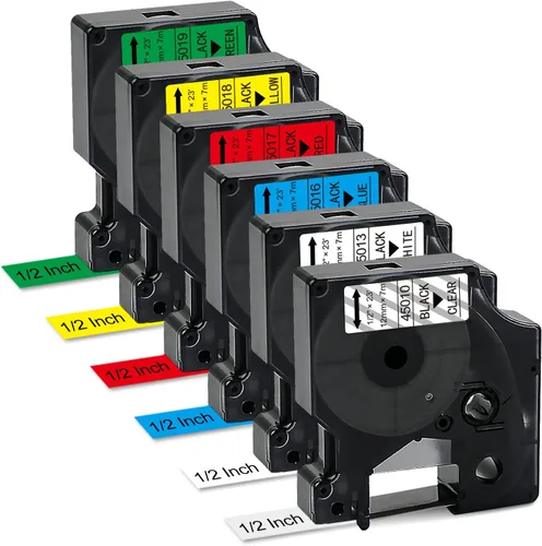 Vista 12 de Compatible con cinta transparente D1 de repuesto para cinta de etiquetas DYMO D1 45010 S0720500, repuesto de etiquetado transparente de 0.47