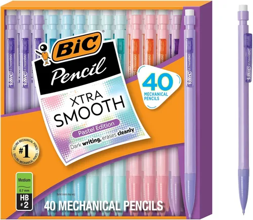 Vista 10 de BIC Lápiz mecánico Xtra Smooth de punta media de 0.028 in, recargable y retráctil, paquete de 40