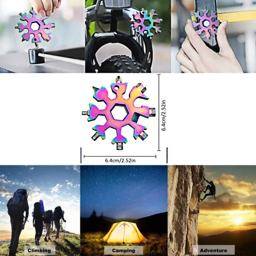 Vista 6 de IKYE - Multiherramienta de copo de nieve, herramientas combinadas de acero inoxidable 18 en 1, abridor de botellaskit de destornillador Phillips