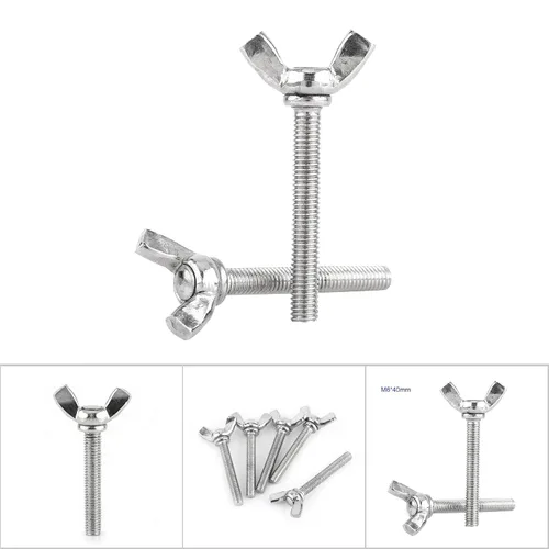 Vista 9 de Tornillos de mariposa de ala de acero inoxidable 304 M5, longitud de 1.575 in, 5 piezas, pernos de sujeción de máquina