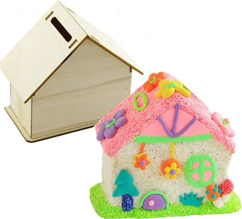 Vista 7 de alfyng 6 alcancías de madera para bricolaje, banco de monedas de casa sin terminar, para pintar y decorar kits de manualidades para la casa