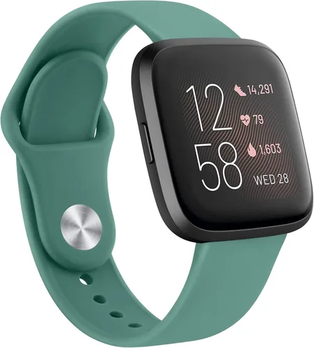 Vista 20 de AK Bandas de silicona compatibles con Fitbit Versa 2, correas clásicas suaves de repuesto para mujeres y hombres (azul gris)