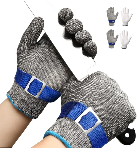 Vista 15 de Guante de Acero Inoxidable con Malla de Schwer SlicePro ANSI A9 Resistente a Cortes PR1706, Guante de Grado Alimentario para Cocina en la Cocina