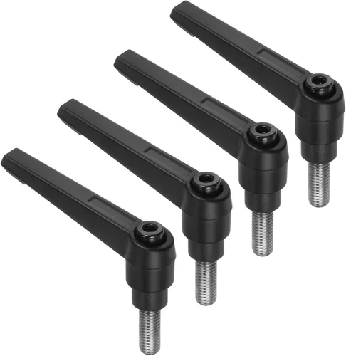 Vista 38 de uxcell 4 piezas de mangos de palanca de sujeción, M8 x 25mm de acero de carbono con óxido negro roscado, mangos ajustables con cierre de liberación