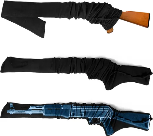 Vista 4 de Calcetines de pistola de punto, funda de silicona tratada para almacenamiento de rifle/escopeta, antioxidante