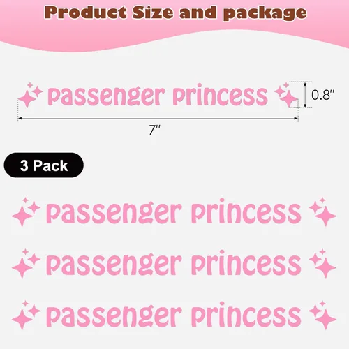 Vista 9 de Aolamegs Paquete de 3 Calcomanías de Princesa Pasajera, Lindas Calcomanías de Vinilo para Ventana y Espejo Retrovisor, Accesorios Divertidos