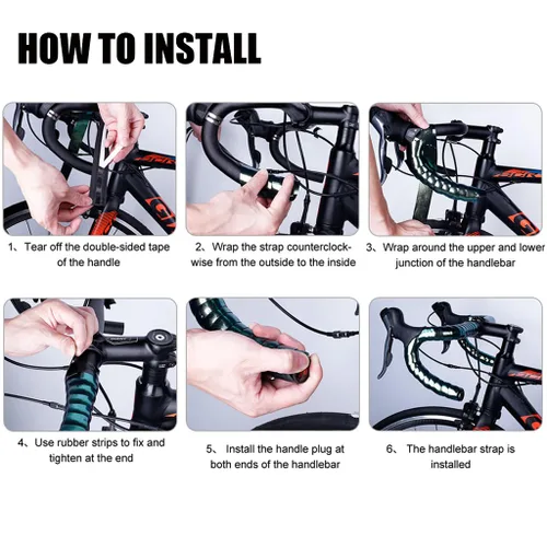 Vista 7 de Cinta de manillar de bicicleta Cinta de manillar de bicicleta de corcho Cinta de manillar de espuma EVA Envolturas de mango de ciclismo Color rojo