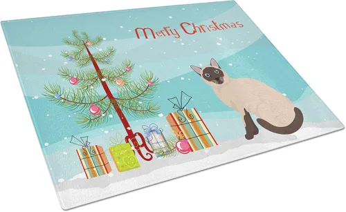 Vista 128 de Caroline's Treasures CK4739LCB Abyssinian Cat Merry Christmas Glass Cutting Board Large Decorative Tempered Glass Kitchen Cutting and Serving Board