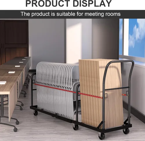 Vista 4 de Carrito de silla plegable multifuncional vertical, carrito de colocación horizontal en forma de L, estante de almacenamiento de silla plegable