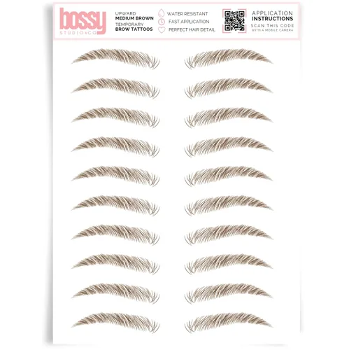 Vista 19 de Brows by Bossy Tatuaje temporal para cejas 8 colores y 6 estilos adhesivos impermeables para cejas, tatuajes falsos para el cabello como pelar