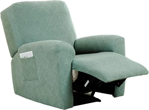 Vista 65 de CRFATOP Funda elástica para sillón reclinable, 4 piezas, fundas impresas para silla reclinable de 1 asiento, colección Fallon, protector de muebles