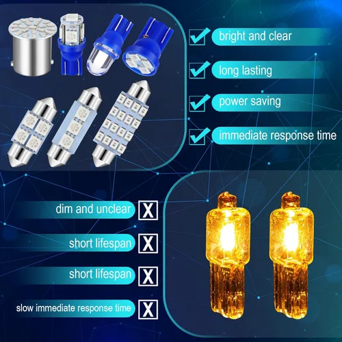 Vista 6 de Frienda Kit de bombillas LED para coche, 70 piezas, luz interior, luz de matrícula, azul