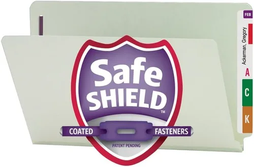 Vista 8 de Smead Carpeta de archivos de cierre de cartón prensado con pestañas finales con cierres SafeSHIELD, 2 sujetadores, expansión de 1 pulgada