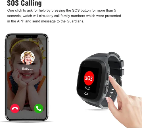 Vista 3 de Reloj Inteligente 4G para Niños con Rastreador GPS - Smartwatch con Llamadas Bidireccionales, Videollamadas, Juegos, Chat de Voz, SOS, Modo Escolar