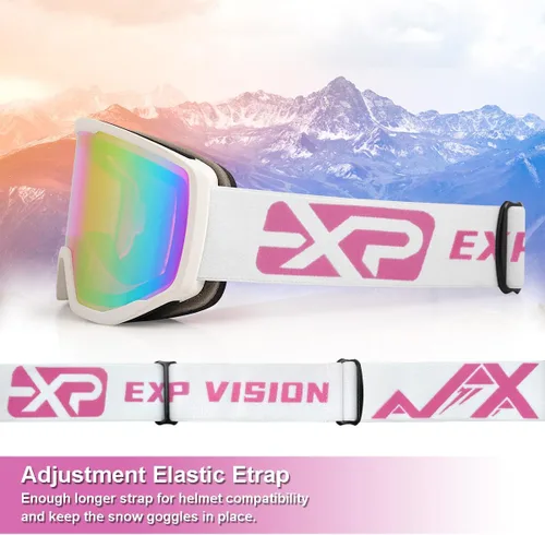 Vista 5 de EXP VISION Gafas de esquí/snowboard para hombres y mujeres, gafas de nieve OTG antiniebla con protección UV