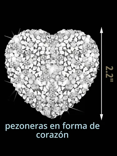 Vista 3 de Hercicy Rhinestone Heart Pasties - Cubierta adhesiva plateada