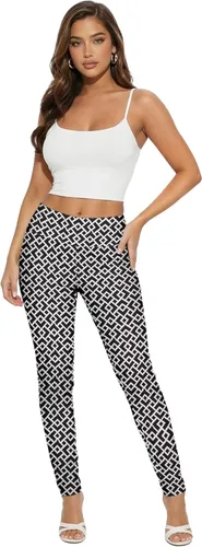 Vista 14 de Hybrid & Company Pantalones de sarga para mujer 10571-Negro Blanco