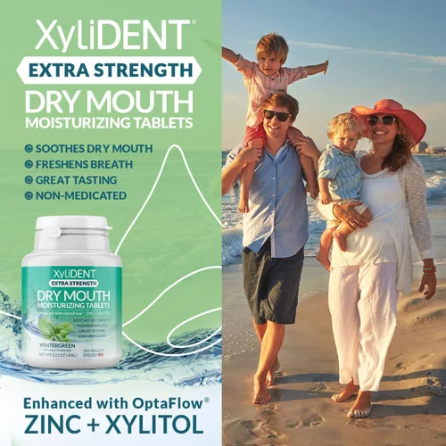 Vista 6 de Tabletas de xilitol extra fuertes para aliviar la boca seca, estimula la saliva, refresca el aliento, reduce la producción de ácido, alivio