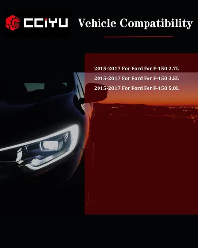 Vista 5 de cciyu Conjunto de faros delanteros para Ford para F-150 13ª generación 2015-2017 carcasa negra ámbar reflector lente transparente faros