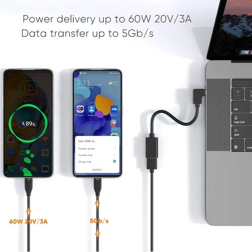 Vista 3 de CableCreation Adaptador USB C a USB hembra de 90 grados, cable USB C OTG, tipo C a USB A, conector hembra compatible con MacBook Pro Air, iPad