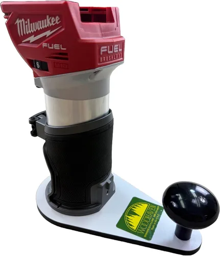 Vista 8 de Woodhaven 8315 Trim/Compact/Palm Router Offset Placa base con una sola manija para Bosch GKF125CE Durable blanco sólido fenólico, con hardware