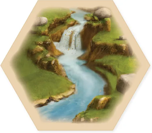 Vista 8 de Gold River Hex Scenario - Piezas de juego compatibles con las expansiones de Catan, Seafarers y Catan de Catan (3 hexagonales)