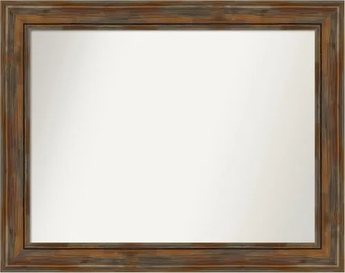 Vista 46 de Amanti Art Espejo de baño marrón para sobre fregadero, 26 x 26 pulgadas, espejo de tocador cuadrado marrón rústico Alexandria, marco de madera