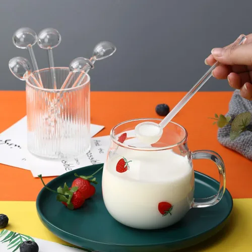 Vista 7 de Cucharas de té, 8 cucharaditas de vidrio, cucharas de café transparente, mini cuchara de café, cuchara mezcladora, agitadores de té para té, azúcar